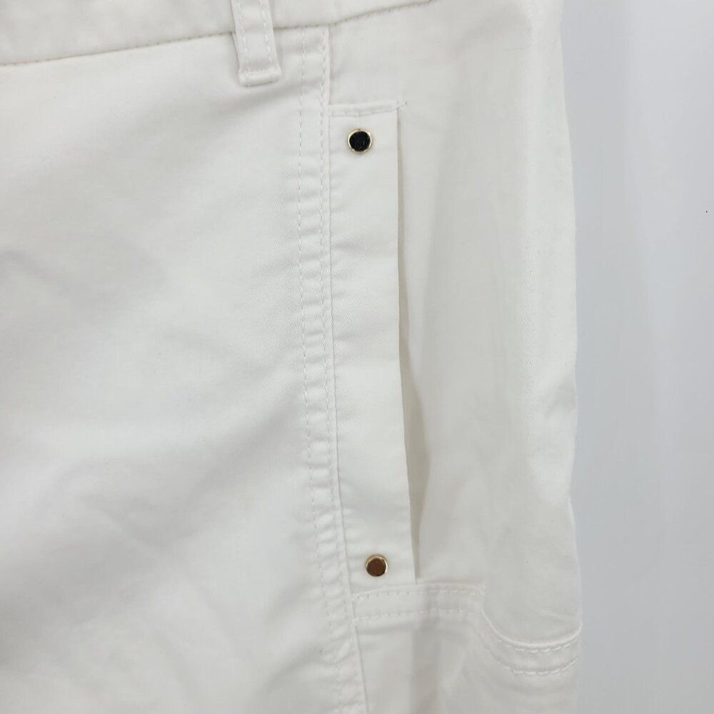 Chico's Pants‎ M White Ankle Stretch High Rise Roll Tab Flat Back Athleisure - Picture 6 of 11